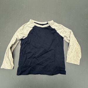 Amazon Essentials T Shirt Boys XS Navy Blue Gray Long Sleeve Raglan Casual Top